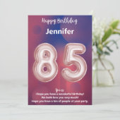 Carte d'anniversaire heureuse à 85 ans (Debout devant)