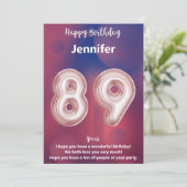 Carte d'anniversaire heureuse à 89 ans (Debout devant)