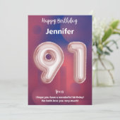 Carte d'anniversaire heureuse à 91 ans (Debout devant)
