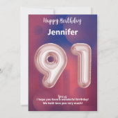 Carte d'anniversaire heureuse à 91 ans (Dos)