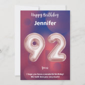 Carte d'anniversaire heureuse à 92 ans (Devant)