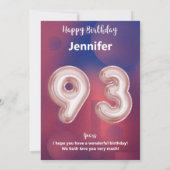 Carte d'anniversaire heureuse à 93 ans (Dos)