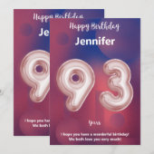 Carte d'anniversaire heureuse à 93 ans (Devant / Derrière)