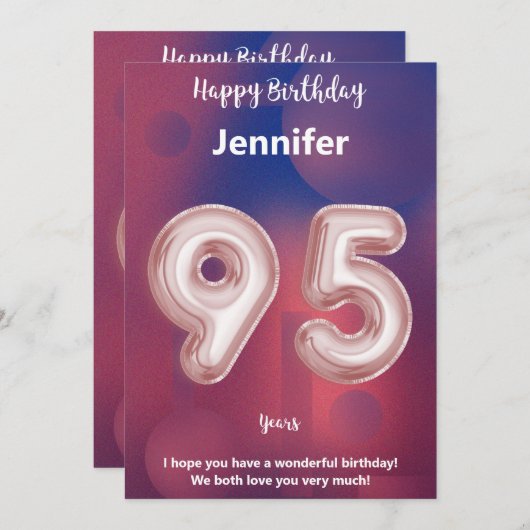 Carte d'anniversaire heureuse à 95 ans (Devant / Derrière)