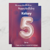 Carte d'anniversaire heureuse à cinq ans (Devant / Derrière)