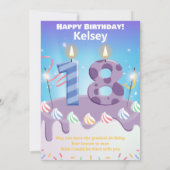 Carte d'anniversaire heureuse à dix-huit ans (Dos)