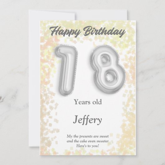 Carte d'anniversaire heureuse à dix-huit ans (Dos)