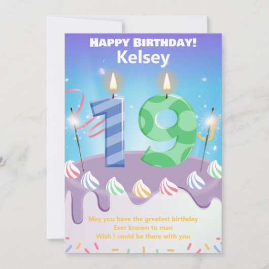 Carte d'anniversaire heureuse à dix-neuf ans (Devant)