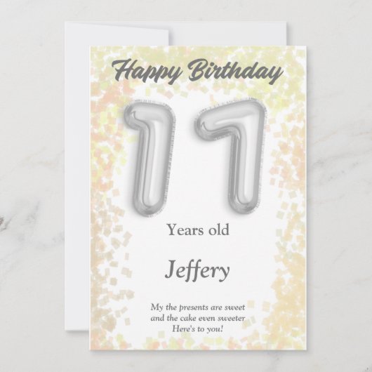 Carte d'anniversaire heureuse à dix-sept ans (Devant)