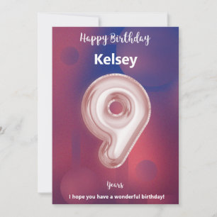 Carte d'anniversaire heureuse à neuf ans