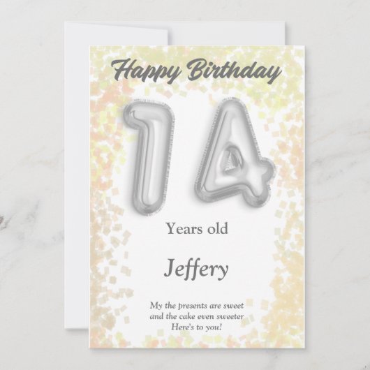 Carte d'anniversaire heureuse à quatorze ans (Devant)