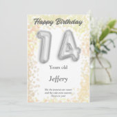 Carte d'anniversaire heureuse à quatorze ans (Debout devant)