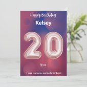 Carte d'anniversaire heureuse à vingt ans (Debout devant)