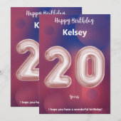 Carte d'anniversaire heureuse à vingt ans (Devant / Derrière)