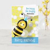 Carte d'anniversaire heureuse d'abeille (Fleur jaune)