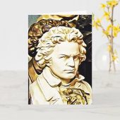 Carte d'anniversaire heureuse de Beethoven (Fleur jaune)
