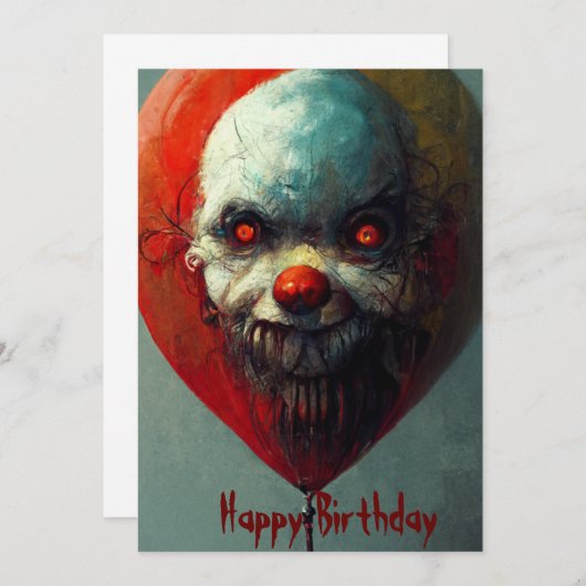Carte d'anniversaire heureuse de clown malin (Devant / Derrière)