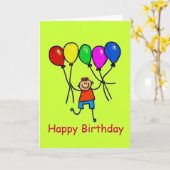 Carte d'anniversaire heureuse de garçon de ballon (Fleur jaune)