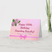 Carte d'anniversaire heureuse de grand rose de (Devant)
