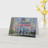 Carte d'anniversaire heureuse de Las Vegas 21ème (Fleur jaune)