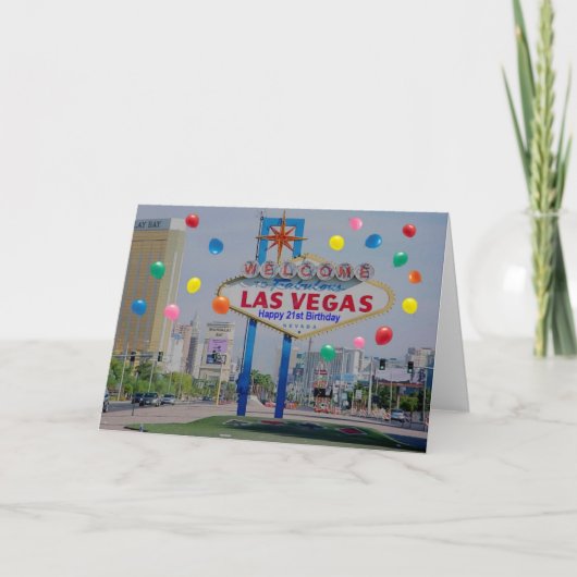 Carte d'anniversaire heureuse de Las Vegas 21ème (Devant)