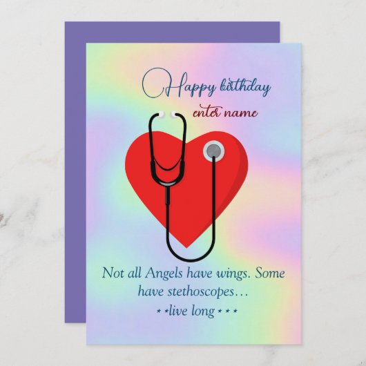 Carte d'anniversaire heureuse de l'infirmière Pers (Devant / Derrière)