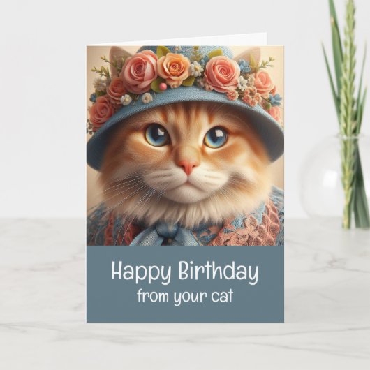 Carte d'anniversaire heureuse de votre chat mignon (Devant)
