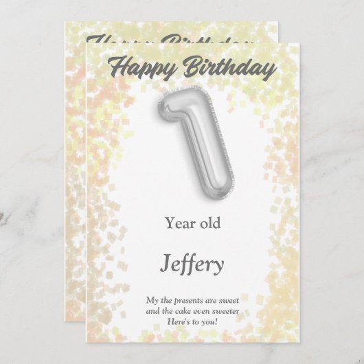 Carte d'anniversaire heureuse d'un an (Devant / Derrière)