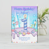 Carte d'anniversaire heureuse d'un an (Debout devant)