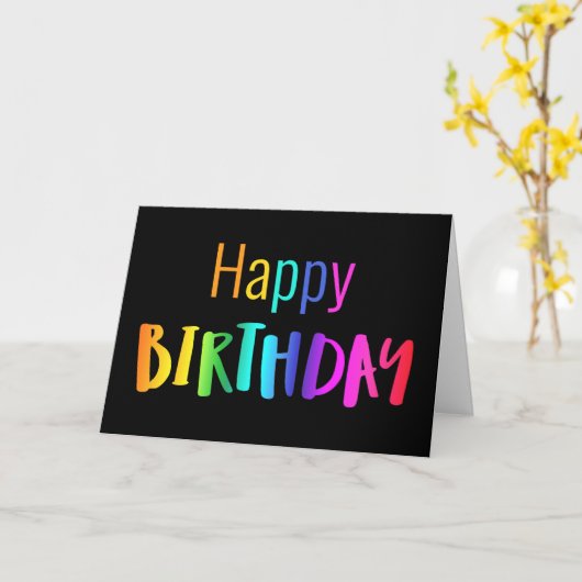 Carte d'anniversaire heureuse en blanc en arc-en-c (Fleur jaune)