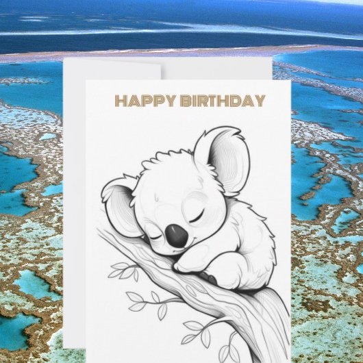 Carte d'anniversaire heureuse koala dormant