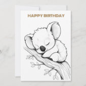 Carte d'anniversaire heureuse koala dormant (Devant)
