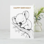 Carte d'anniversaire heureuse koala dormant (Debout devant)