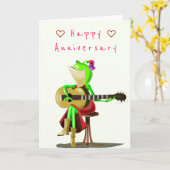 Carte d'anniversaire heureux - Joueur de la guitar (Fleur jaune)