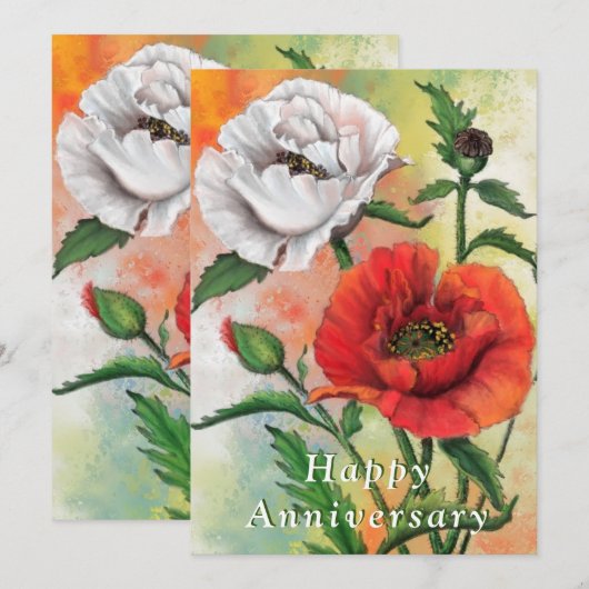 Carte d'anniversaire heureux Pépites blanches roug (Devant / Derrière)