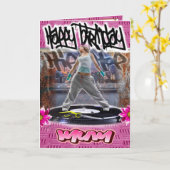 Carte d'anniversaire hip hop fille (Fleur jaune)