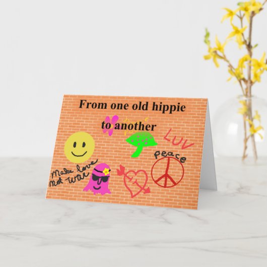 Carte d'anniversaire hippie (Fleur jaune)