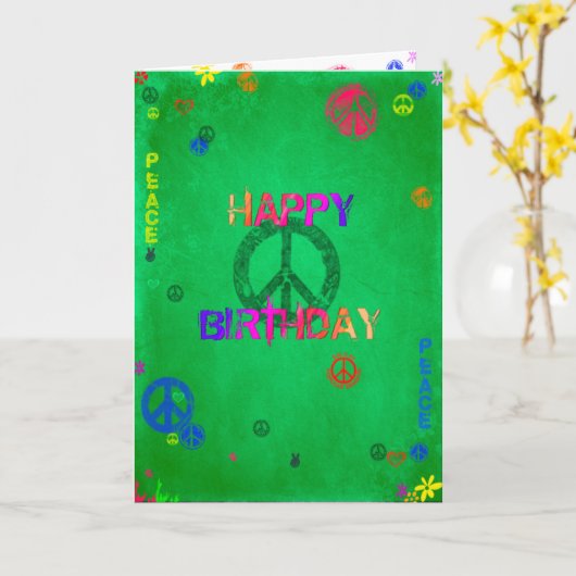 Carte d'anniversaire hippie heureuse (Fleur jaune)