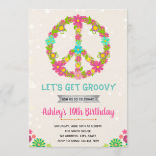 Carte d'anniversaire Hippie Invitation