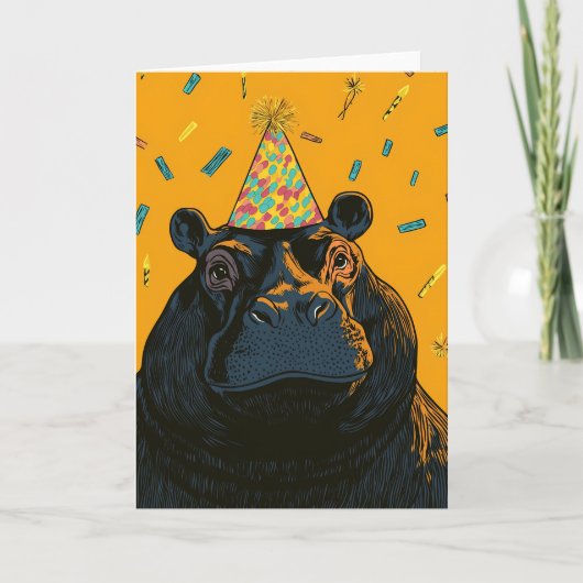 Carte d'anniversaire Hippo Party (Devant)