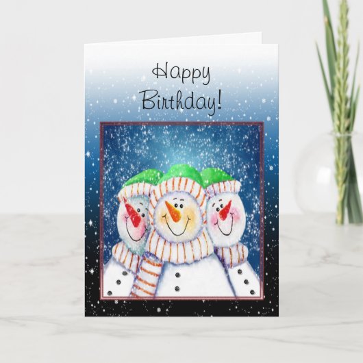 Carte d'anniversaire hivernale (Devant)