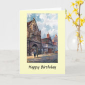 Carte d'anniversaire - Hôtel de ville, Shrewsbury, (Fleur jaune)