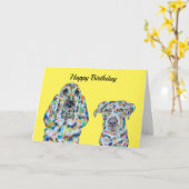 Carte d'anniversaire Hound Dog and Labrador (Fleur jaune)