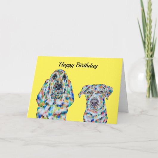 Carte d'anniversaire Hound Dog and Labrador (Devant)