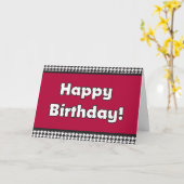 Carte d'anniversaire Houndstooth (Fleur jaune)