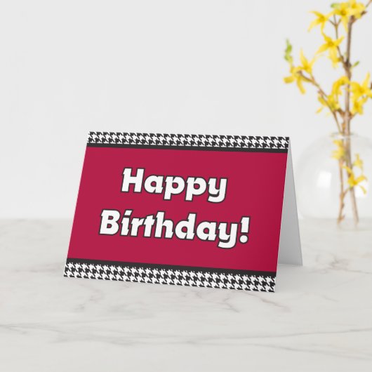 Carte d'anniversaire Houndstooth (Fleur jaune)