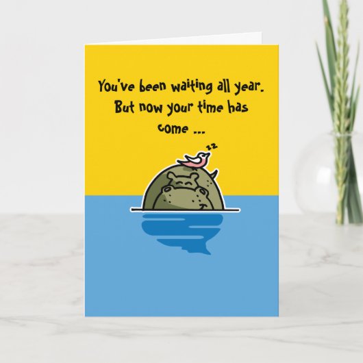 Carte d'anniversaire humoristique avec hippo (Devant)