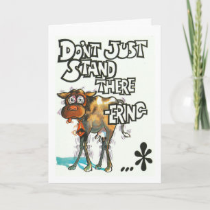 Carte d'anniversaire, humoristique, avec vache tre