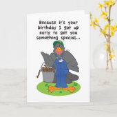 Carte d'anniversaire humoristique d'oiseau tôt (Fleur jaune)