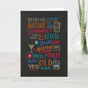 Carte d'anniversaire humoristique sur l'alcool